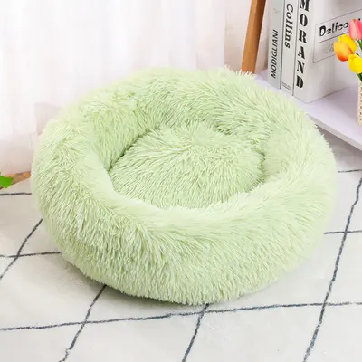 Warm Plush Round Cat Bed for Autumn and Winter, Deep Sleep Nest - 9