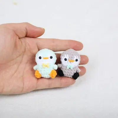 Handmade Knitted Little Penguin Keychain, Crocheted Wool Pendant