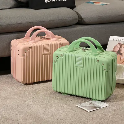 Retro 14 inç kozmetik durumda el çantası bavul kadın ins sevimli öğrenci kozmetik çantası el çantası seyahat kozmetik kutusu