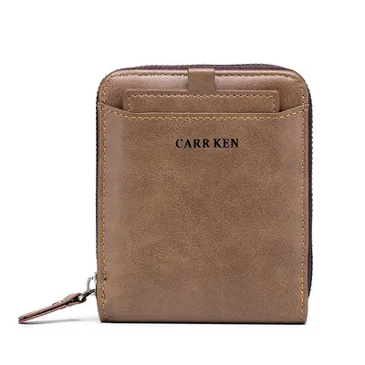 CarrKen Men's Short Wallet with Zipper and Tri-Fold Card Holder - 7