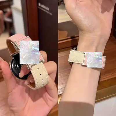 Genuine Leather Magnetic Buckle Apple Watch Band Compatible with 40mm 42mm 44mm 46mm 49mm