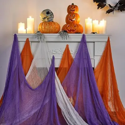 Amazon Halloween Valentine's Day Wedding Party Decoration Atmosphere Setup Colorful Ghost Costume Fine Gauze Tablecloth