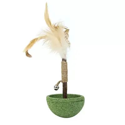 Catnip Roly-Poly Cat Toy with Bell and Feather Teaser Wand - 7