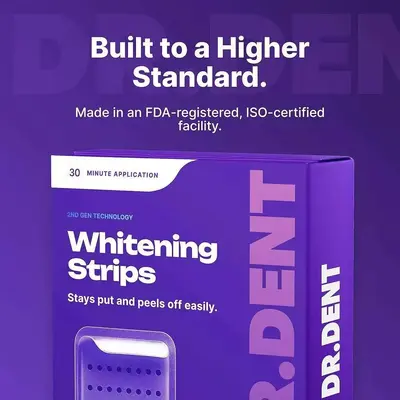 跨境专供Dr dentTeeth Whitening Strips牙齿美白条紫色牙贴14贴