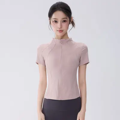 Half-Turtleneck Full-Zip Breathable Yoga Top - 11