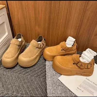 Damen-Plateauschuhe mit dicker Sohle, Retro-Stil, mattes Finish