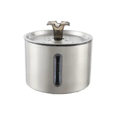 Automatic Pet Water Fountain, 304 Stainless Steel with Transparent Window