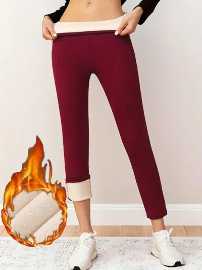 Kış yoga taytı, kuzu fleece, yüksek bel, sıcak astarı
