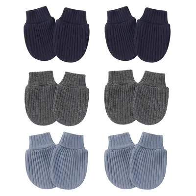 Newborn Anti-Scratch Face Gloves with Ribbed Edge and Foot Covers - 7