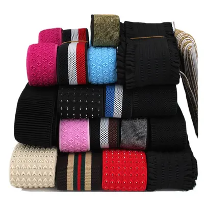 Thick Elastic Band, Wide Jacquard with Diagonal Plaid Pattern, Garment Waistband - 5