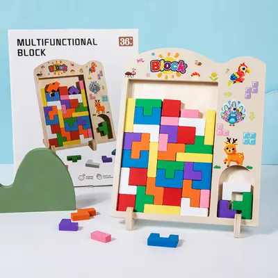 3D-Tetris Holzpuzzle-Bausteine für Jungen und Mädchen - 8