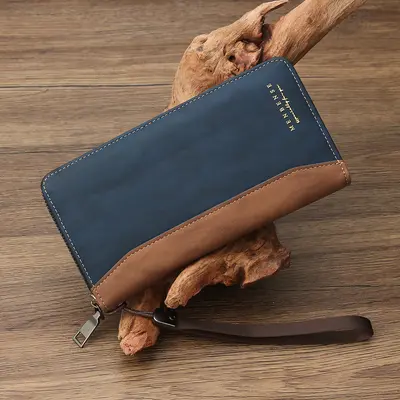 Men's Long Wallet, Matte Patchwork, Multifunctional Clutch Bag - 10