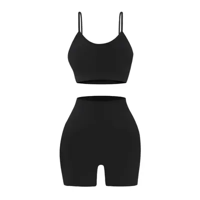 Kadın Askılı Push-Up Spor Sütyeni, Kısa Kollu Atlet ve Yüksek Belli Şort Yoga Takımı