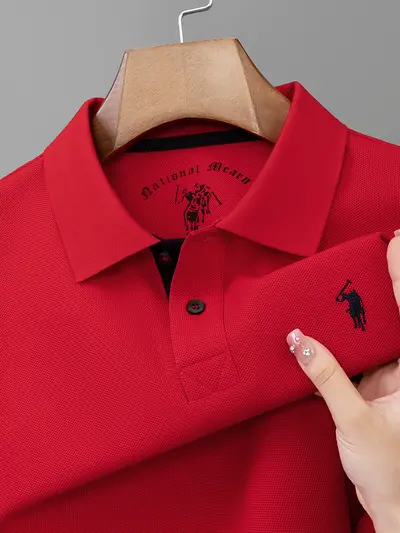 Men's Long-Sleeve Polo Shirt, Mercerized Cotton, Spring Autumn