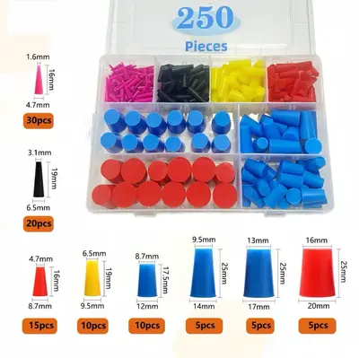 Silicone Plug Set, Conical, Colored, Hole Protection - 13