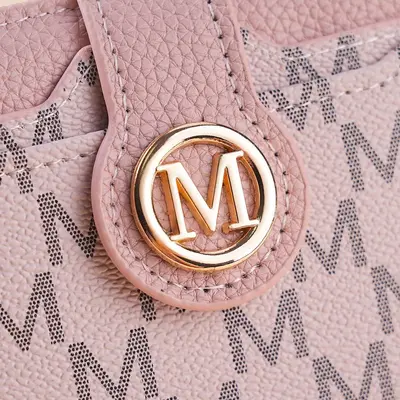 Women's Short Zipper Coin Purse, Printed Letters, M Element Vintage Floral Pattern