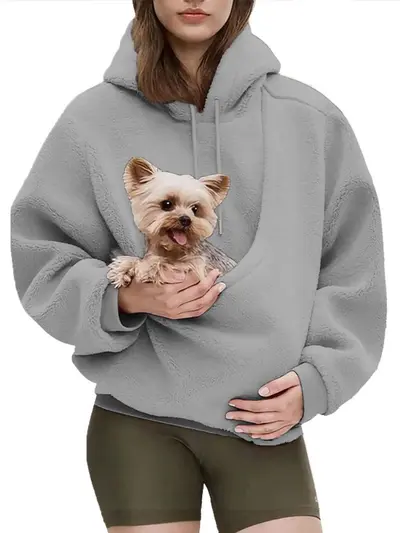 BK8837# Amazon Europa USA Herbst Winter Cross-Border einfarbiger Kapuzen-Plüsch Haustier-Tasche lockerer Pullover Damen