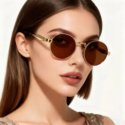 Ovale Metallrahmen-Sonnenbrille, Unisex, UV-Schutz, europäischer Modestil