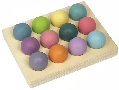 Holz-Regenbogen-Zuordnungskugeln mit 12-Farben-Sortierbrett - 7
