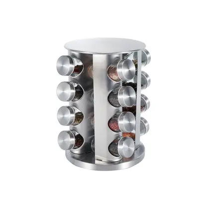 360-degree rotating spice rack, multifunctional stainless steel spice storage shelf, multi-tier spice jar storage set - 12