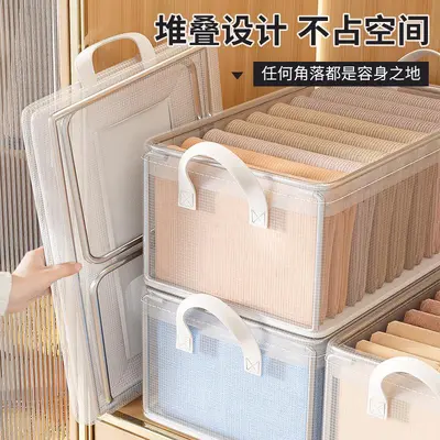 衣物收纳盒可折叠家用透明钢架带盖整理盒大容量卧室衣服裤子收纳 - 4