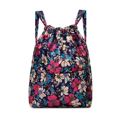 Floral Pleated Large-Capacity Foldable Women's Backpack, Travel - 11