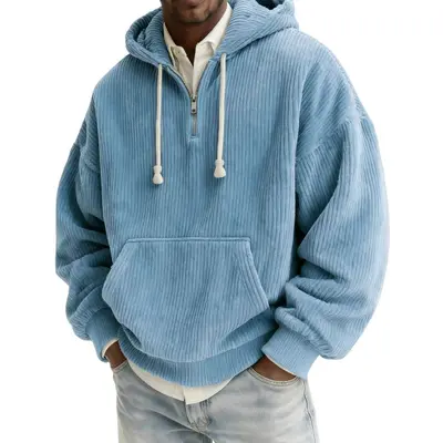 Herren-Hoodie mit Digitaldruck und halbem Reißverschluss, Herbst 2026