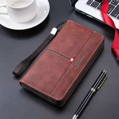 Men's Long Zipper Wallet with Large Phone Compartment - 9