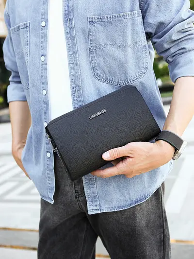 Herren-Handtasche mit Fingerabdruckschloss, großes Fassungsvermögen, diebstahlsicher - 3
