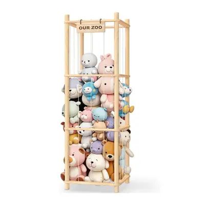 Grenzüberschreitendes Massivholz-Puppenregal fürs Kinderzimmer, bodenstehendes Regal für Plüschtiere, Aufbewahrungsregal mit großem Fassungsvermögen, Organizer für Puppen