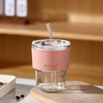 网红竹节杯ins风吸管咖啡杯子店庆引流广告礼品玻璃水杯印制 logo - 12