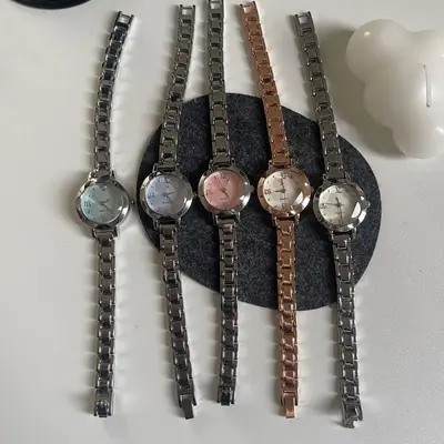 French style minimalist women's quartz watch slim band - 5