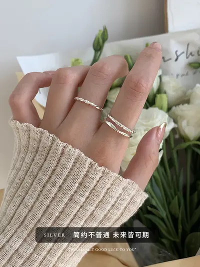 S925 gümüş inci yüzük kadın işaret parmağı - 4