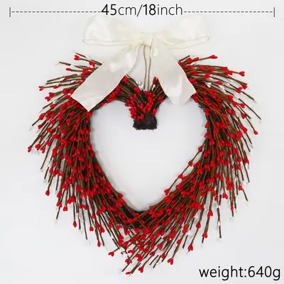 Pearlescent Valentine's Day Heart Wreath for Front Door Decoration - 11