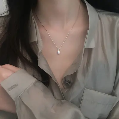 单钻项链设计感轻奢细闪盒子链闪钻锁骨链简约气质抖音热销代发潮 - 2