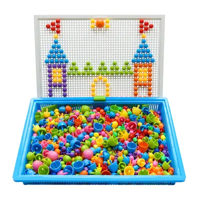 Mushroom nail combination puzzle board children educational puzzle toys 3-7 years baby intelligence boys and girls building blocks - 2