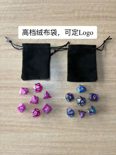 DnD polyhedral dice set, marble pattern transparent, 7 pieces