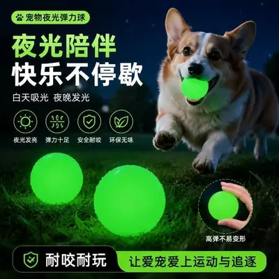 Glow-in-the-dark squeaky dog ball, elastic TPR
