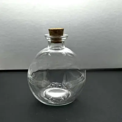 Retro Mini-Glasvase, transparente Pilzflasche, runde Glasperlen - 8