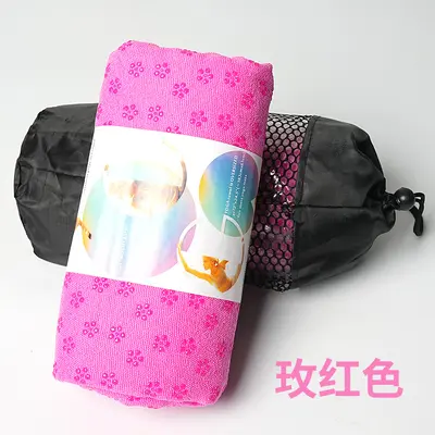 Plum Blossom Microfiber Yoga Mat Towel, Non-Slip, Thick, With Mesh Bag - 12