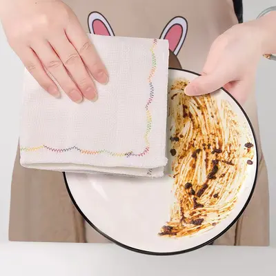 5-layer 8-layer rainbow oleophobic fabric cotton thickened cotton absorbent dishwashing cloth non-stick grease-proof kitchen dishwashing towel
