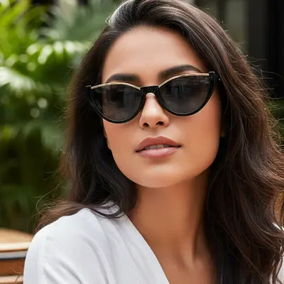 Cat-Eye-Halbrahmen-Partysonnenbrille mit UV-Schutz - 3