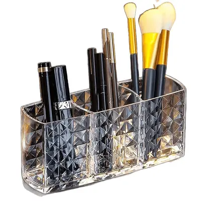 Acrylic cosmetic organizer, 3-compartment transparent box - 5