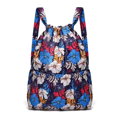 Floral Pleated Large-Capacity Foldable Women's Backpack, Travel - 4