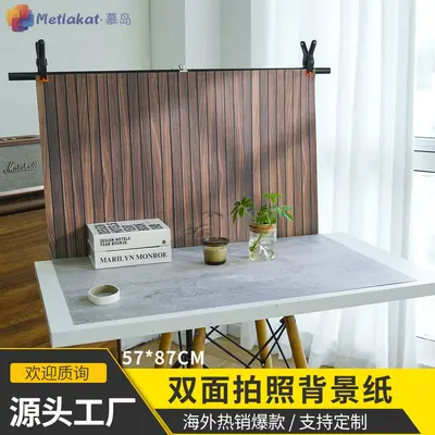 57*87cm Double-Sided Photography Background Paper Cement Wood Grain Wall Large Size Black White Marble Floor Tile Vintage
