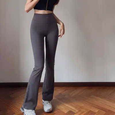 High-Waist Flared Yoga Pants, Micro-Brushed Fabric, Butt Lift, Pilates - 8
