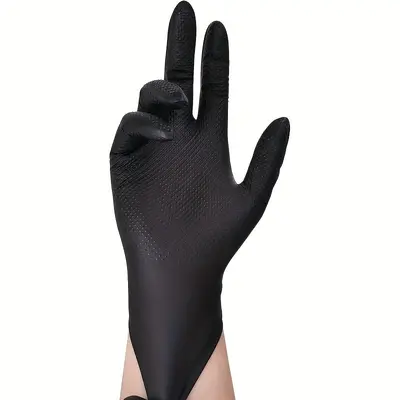 Orange-schwarze Nitrilhandschuhe mit Diamantmuster, 8 mil, Einweg für Autoreparatur