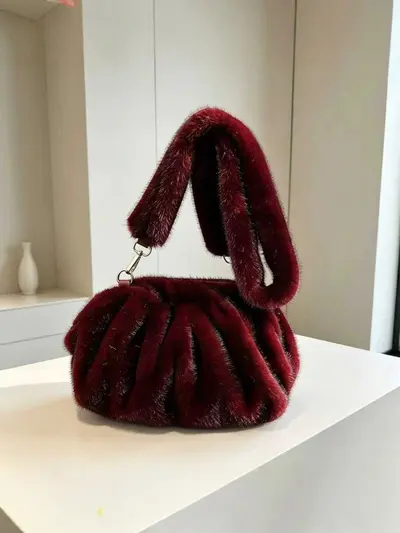 Women's Plush Pleated Cloud Shoulder Crossbody Bag