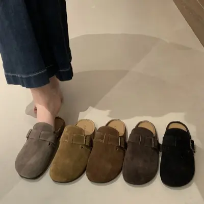 Women's Retro Mule Slippers, Slip-On, Soft Sole, Non-Slip, Closed Toe