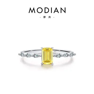 Modian S925 Gümüş Pembe Zirkon Yüzük Şeker Küpü - 8